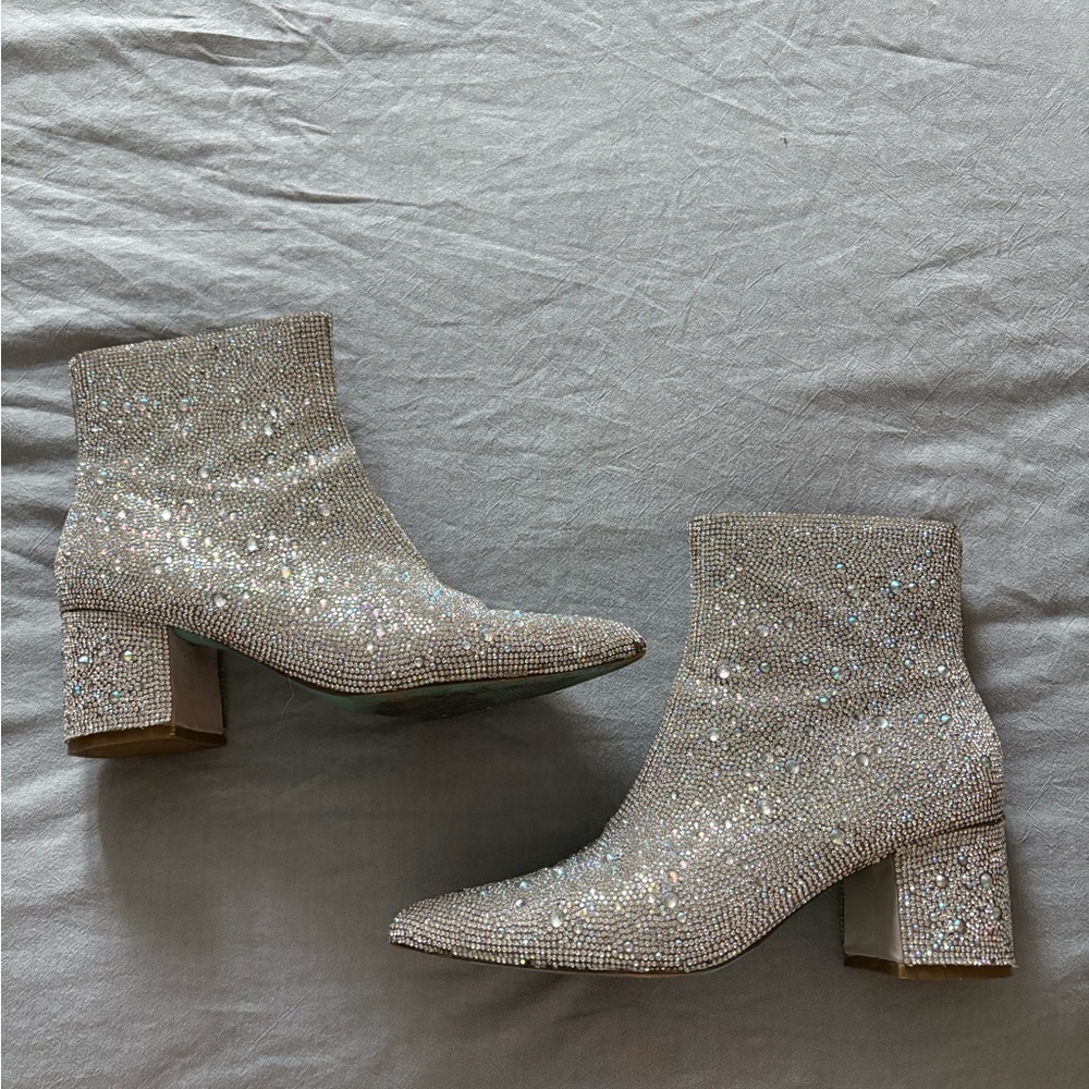 Betsey Johnson Glittering Silver Heeled Boots